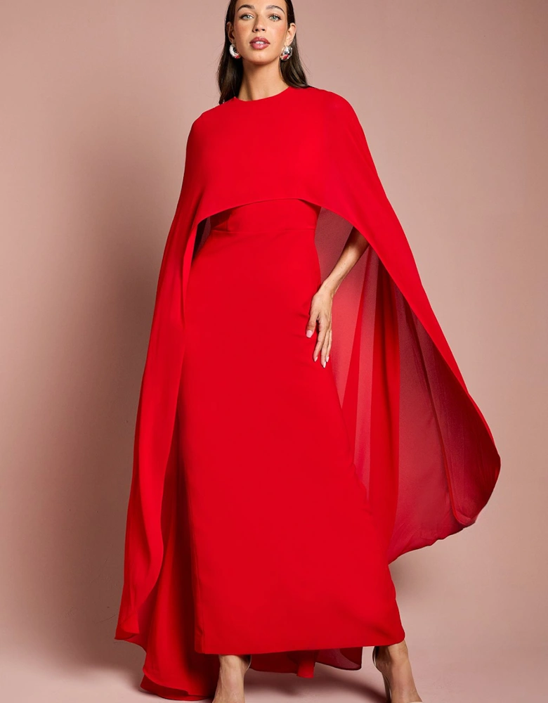 Cape Sleeve Maxi Dress