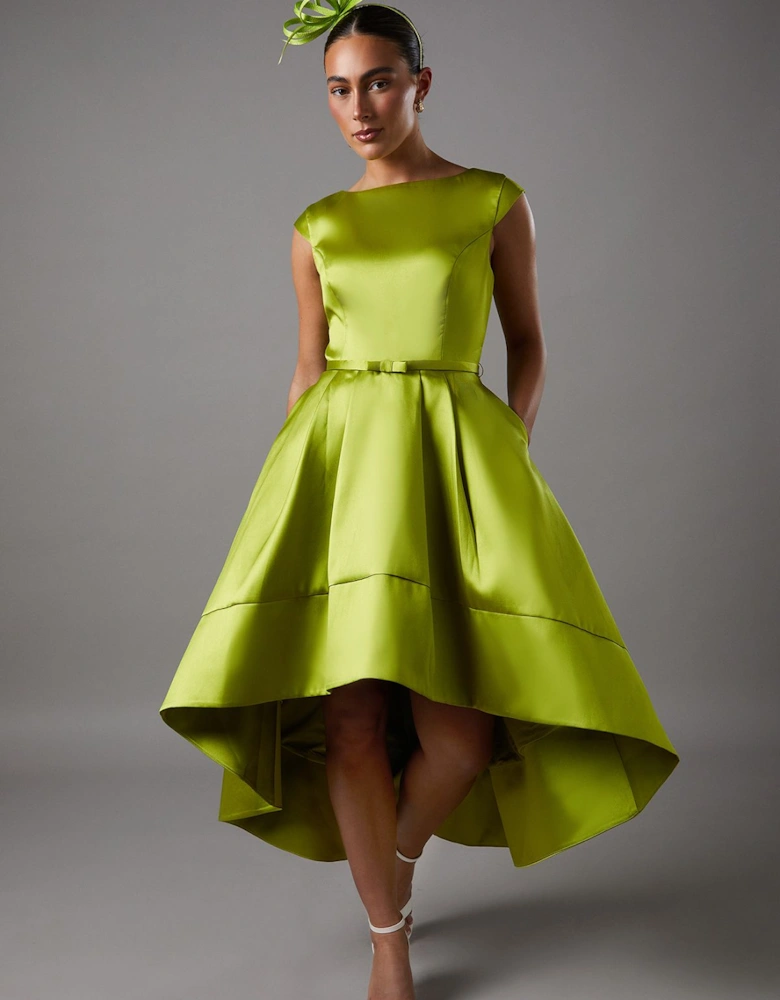 High Low Twill Midi Dress