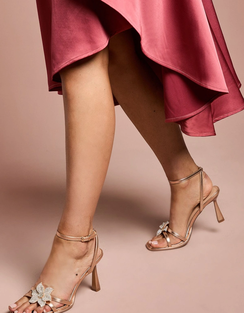 Wide Fit Taleesa Diamante Corsage Detail High Heel Platform Sandals