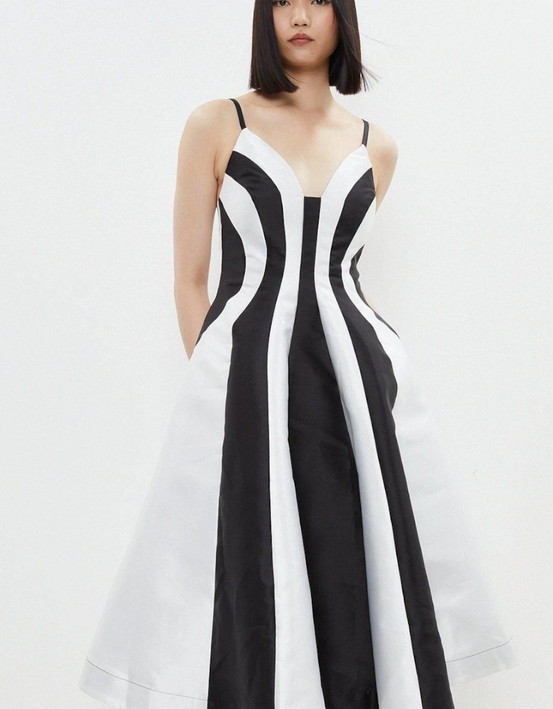 Midi Dress With Contrast Panels