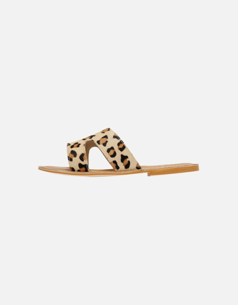Tower London Cut Out Leather Women's Leopard Print Mules