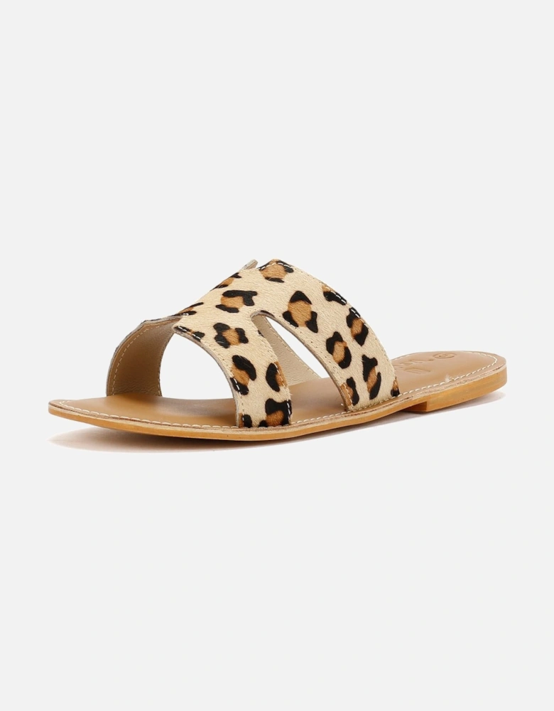 Tower London Cut Out Leather Women's Leopard Print Mules