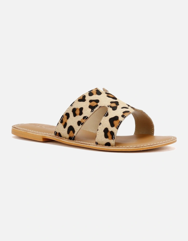 Tower London Cut Out Leather Women's Leopard Print Mules