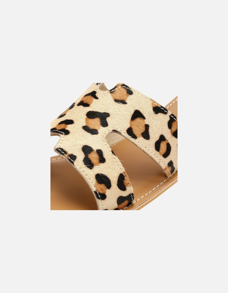 Tower London Cut Out Leather Women's Leopard Print Mules