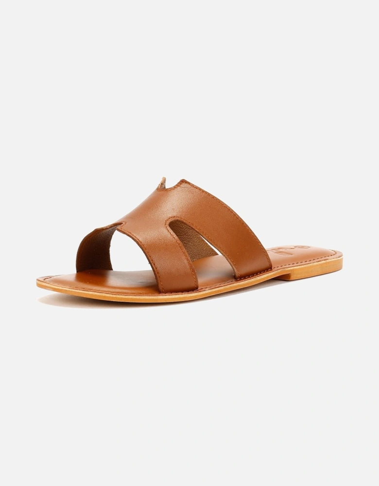 Tower London Cut Out Leather Women's Tan Mules