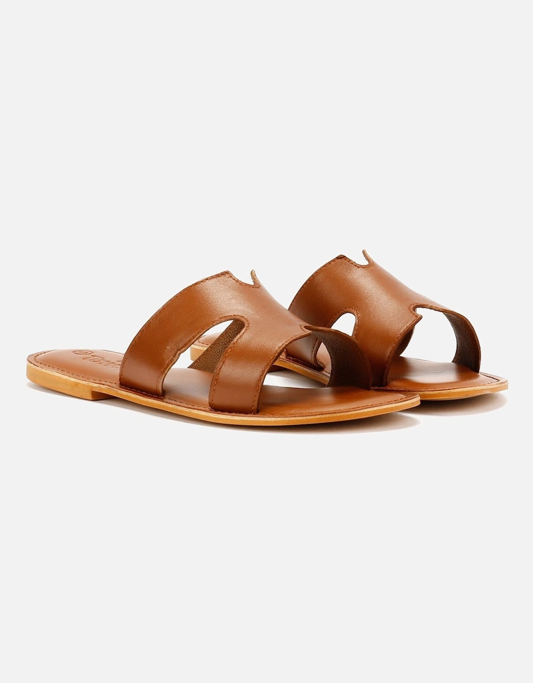 Tower London Cut Out Leather Women's Tan Mules, 9 of 8