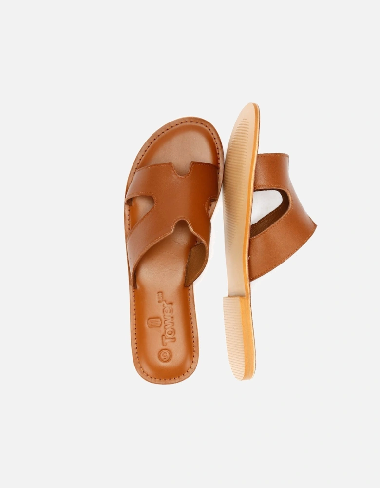 Tower London Cut Out Leather Women's Tan Mules