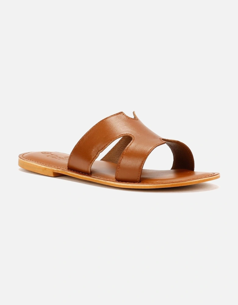 Tower London Cut Out Leather Women's Tan Mules