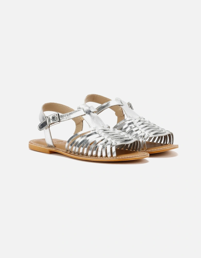 Tower London Hurache Leather Women's Silver Sandals