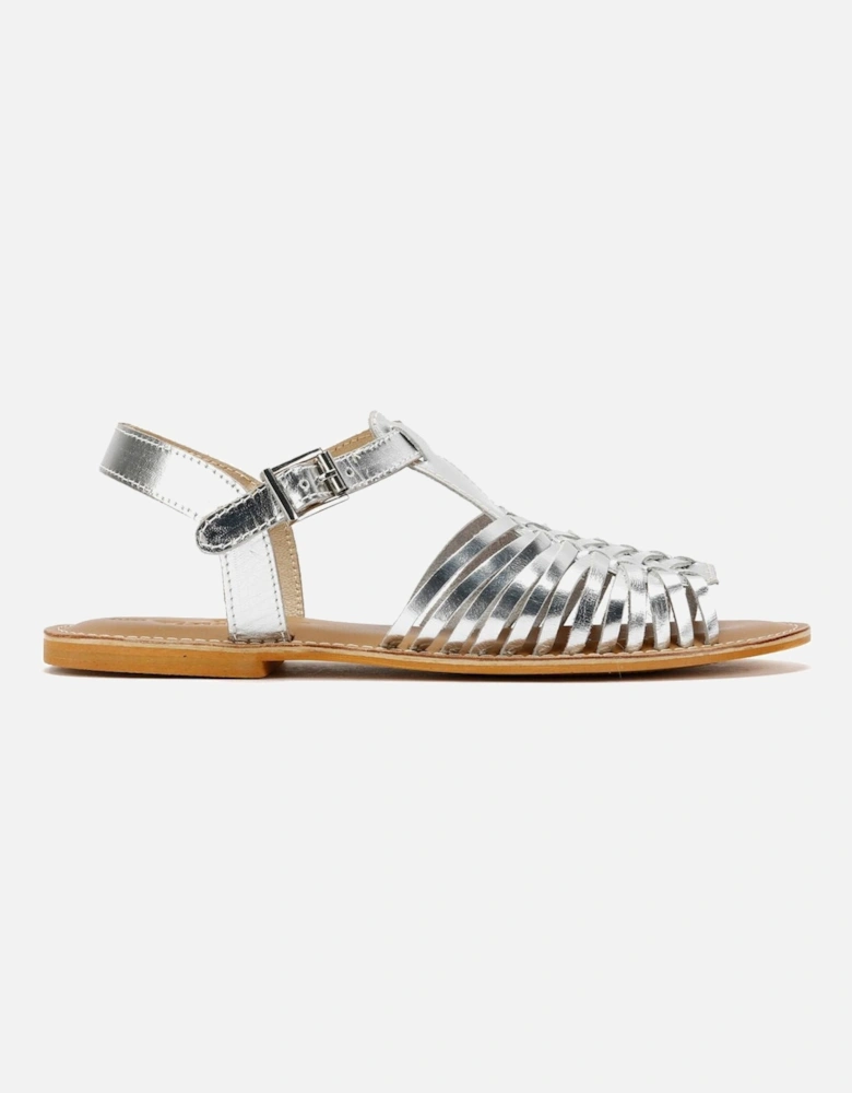 Tower London Hurache Leather Women's Silver Sandals