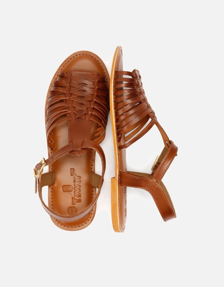 Tower London Hurache Leather Women's Tan Sandals
