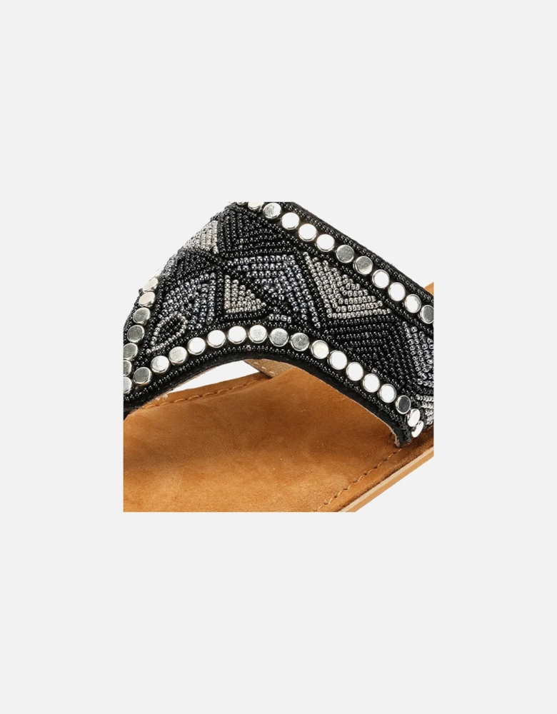 Tower London Wide Vamp Toepost Women's Black Metallic Sandals
