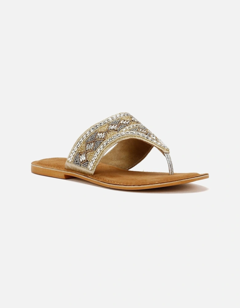Tower London Wide Vamp Toepost Women's Gold Sandals
