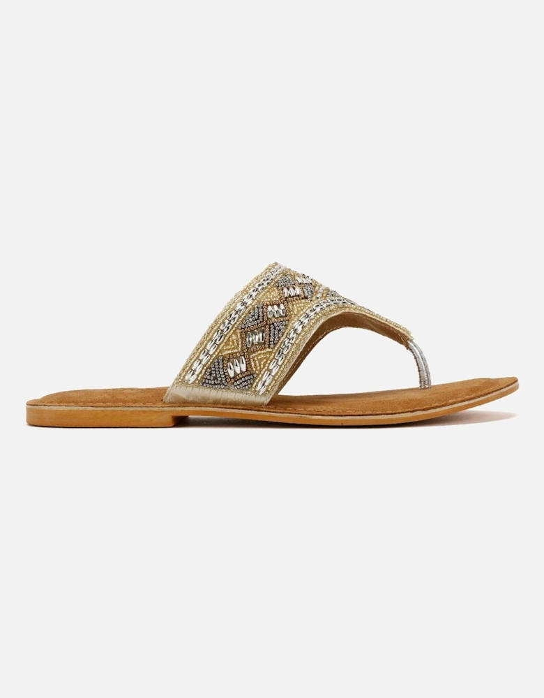 Tower London Wide Vamp Toepost Women's Gold Sandals