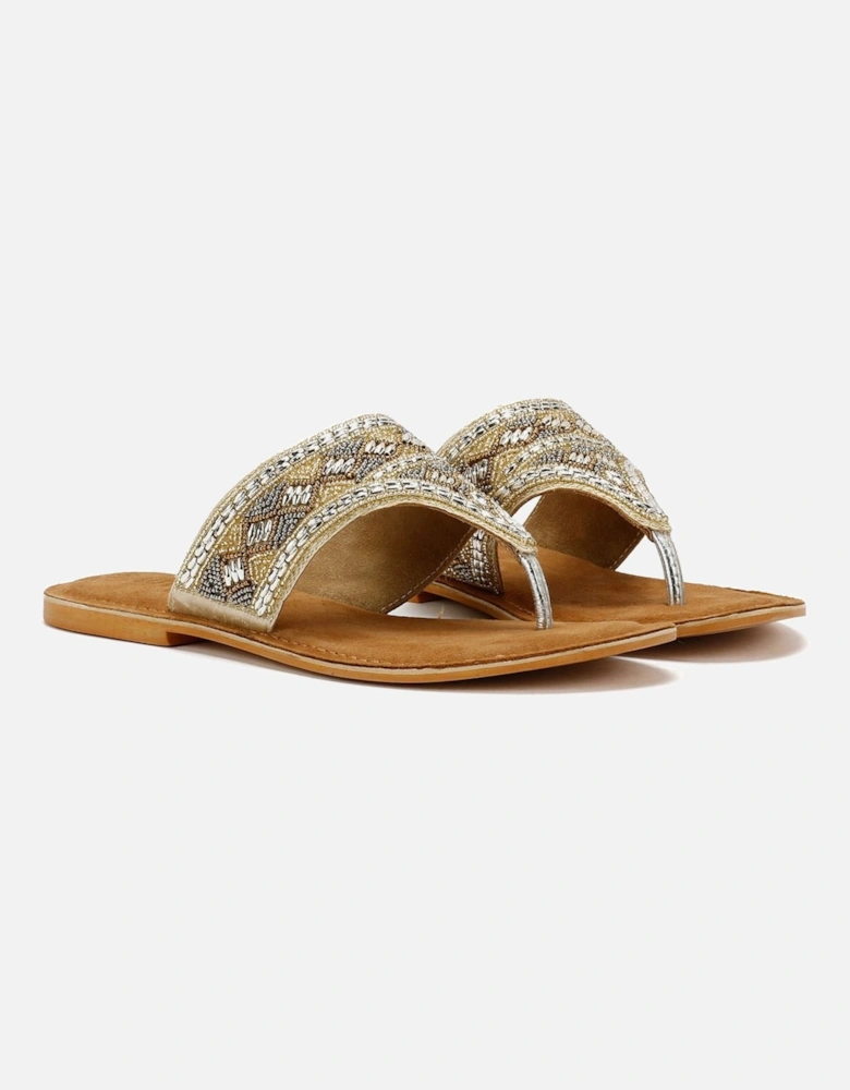 Tower London Wide Vamp Toepost Women's Gold Sandals