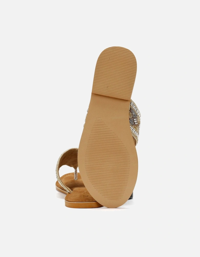 Tower London Wide Vamp Toepost Women's Gold Sandals