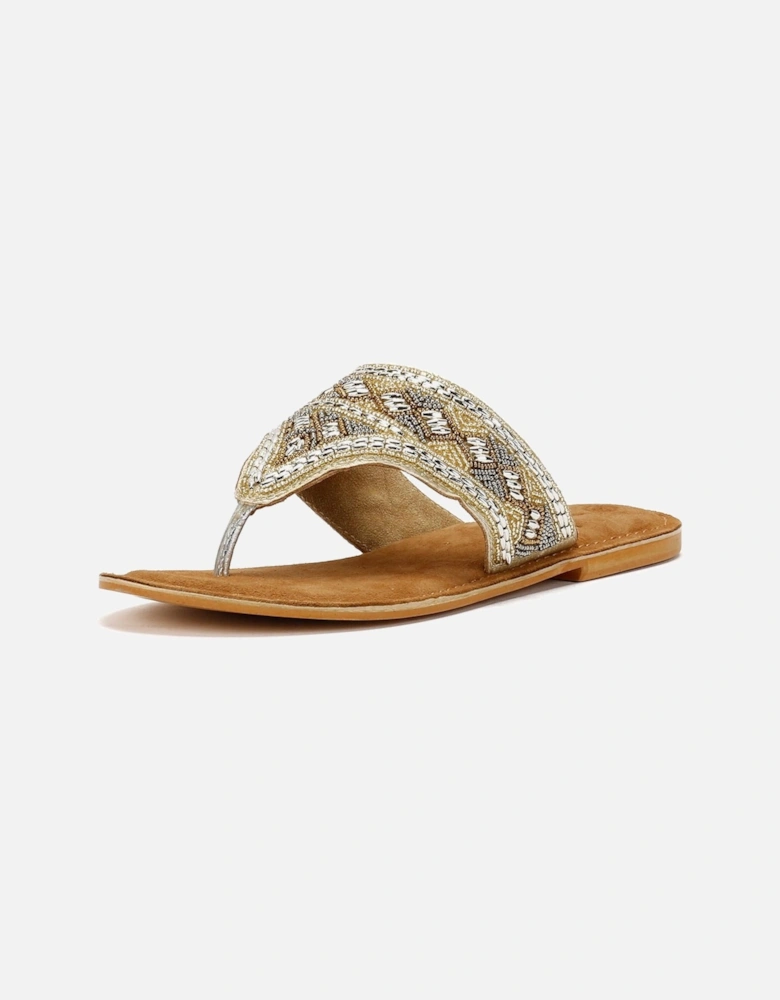 Tower London Wide Vamp Toepost Women's Gold Sandals