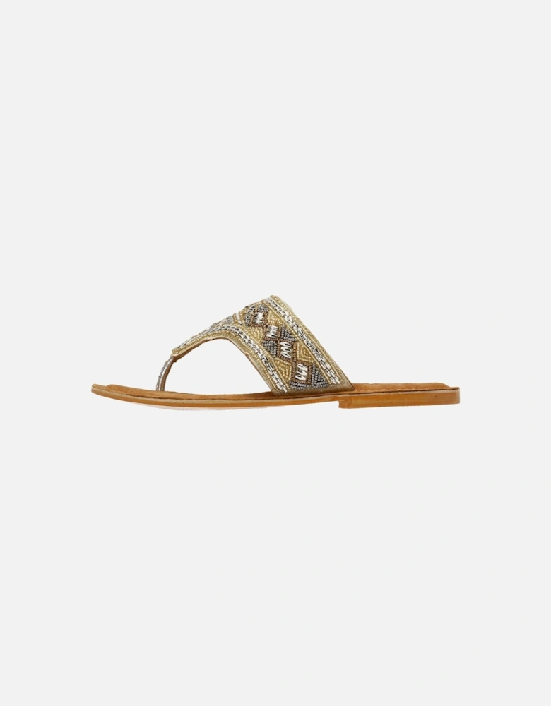 Tower London Wide Vamp Toepost Women's Gold Sandals
