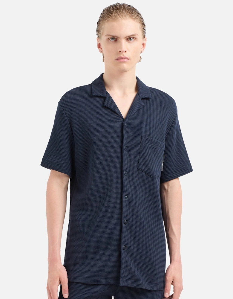 Waffle Jersey Lounge Shirt Navy Blue