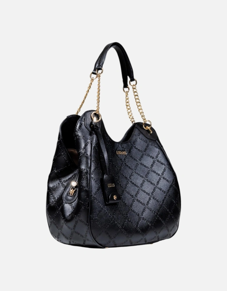 Plain Pattern Zip Fastening Bag with Inside Pockets Women - Black