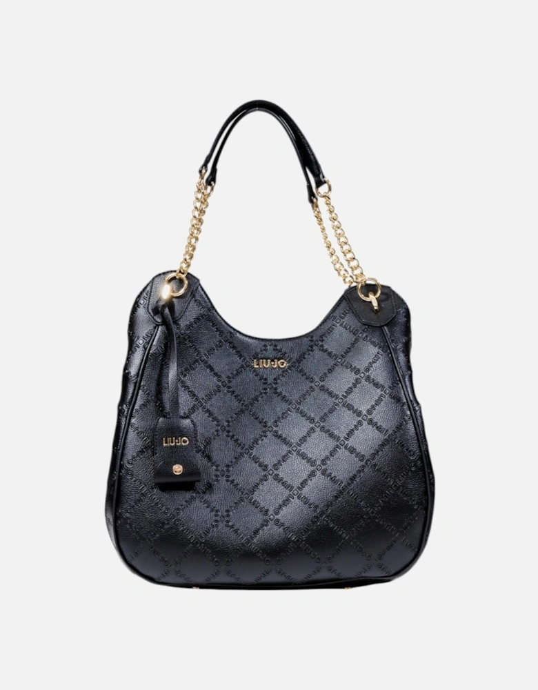 Plain Pattern Zip Fastening Bag with Inside Pockets Women - Black