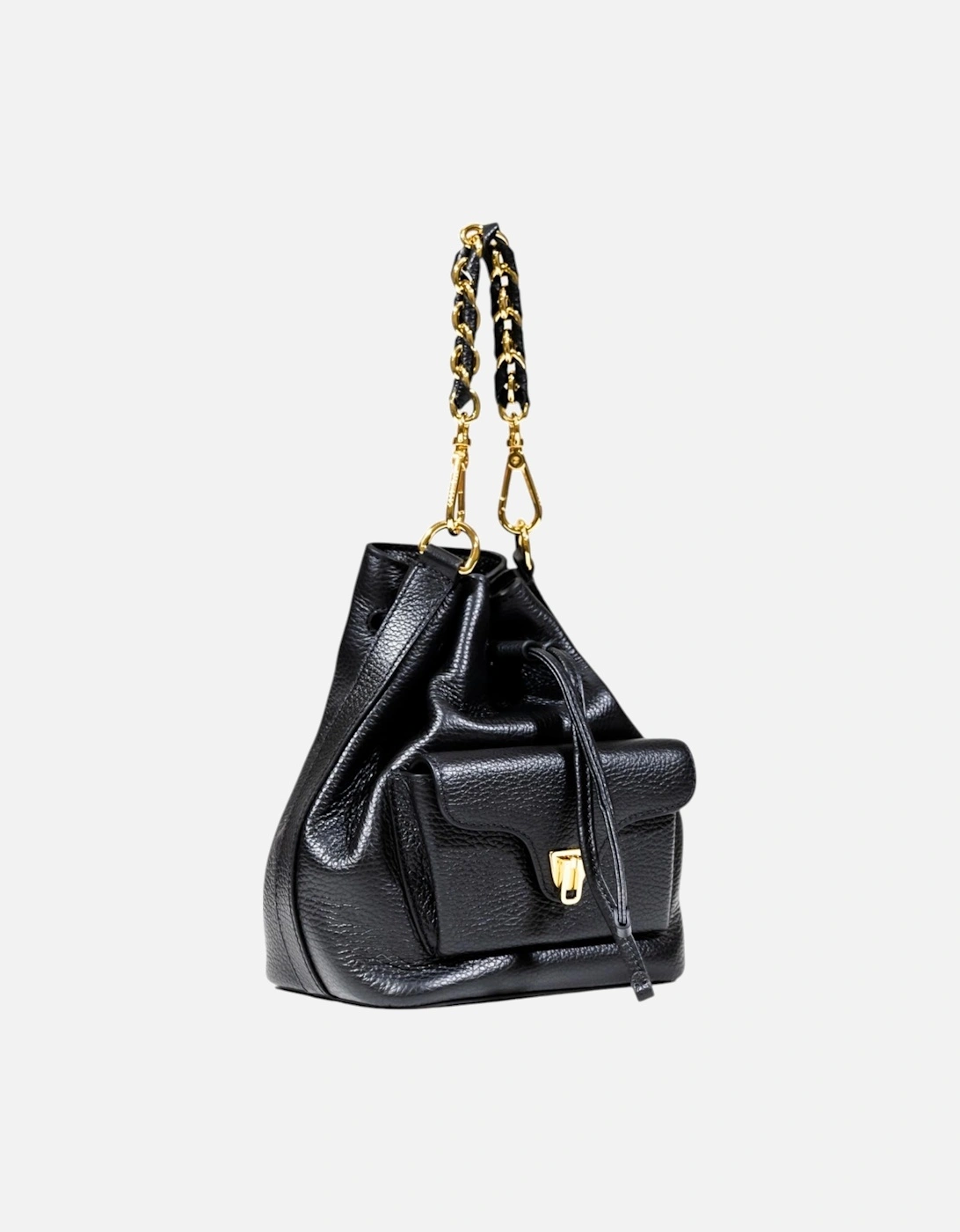 Leather Bag with Inside and Outside Pockets Women - Black