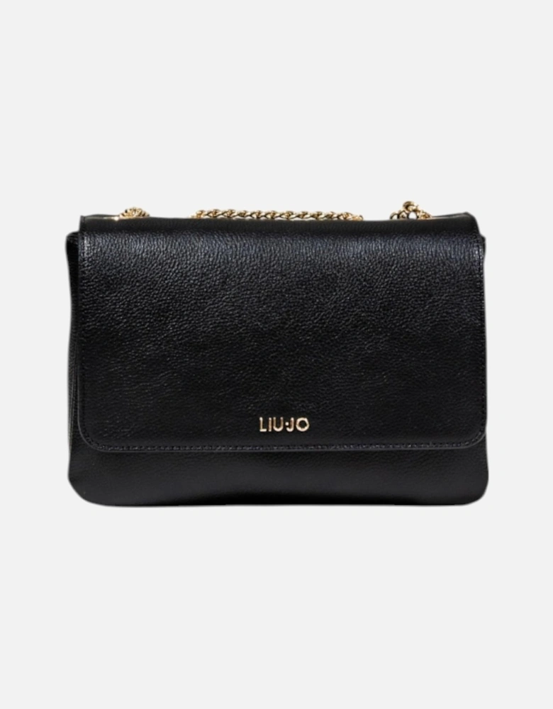 Magnet Fastening Faux Leather Bag with Inside Pockets Women - Black