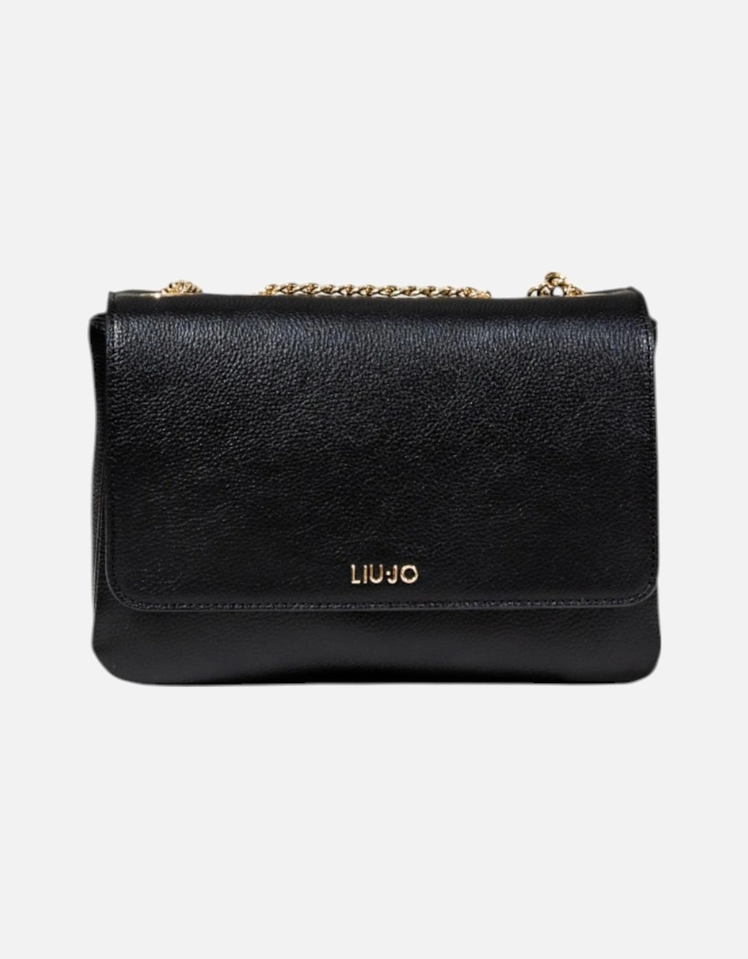 Magnet Fastening Faux Leather Bag with Inside Pockets Women - Black