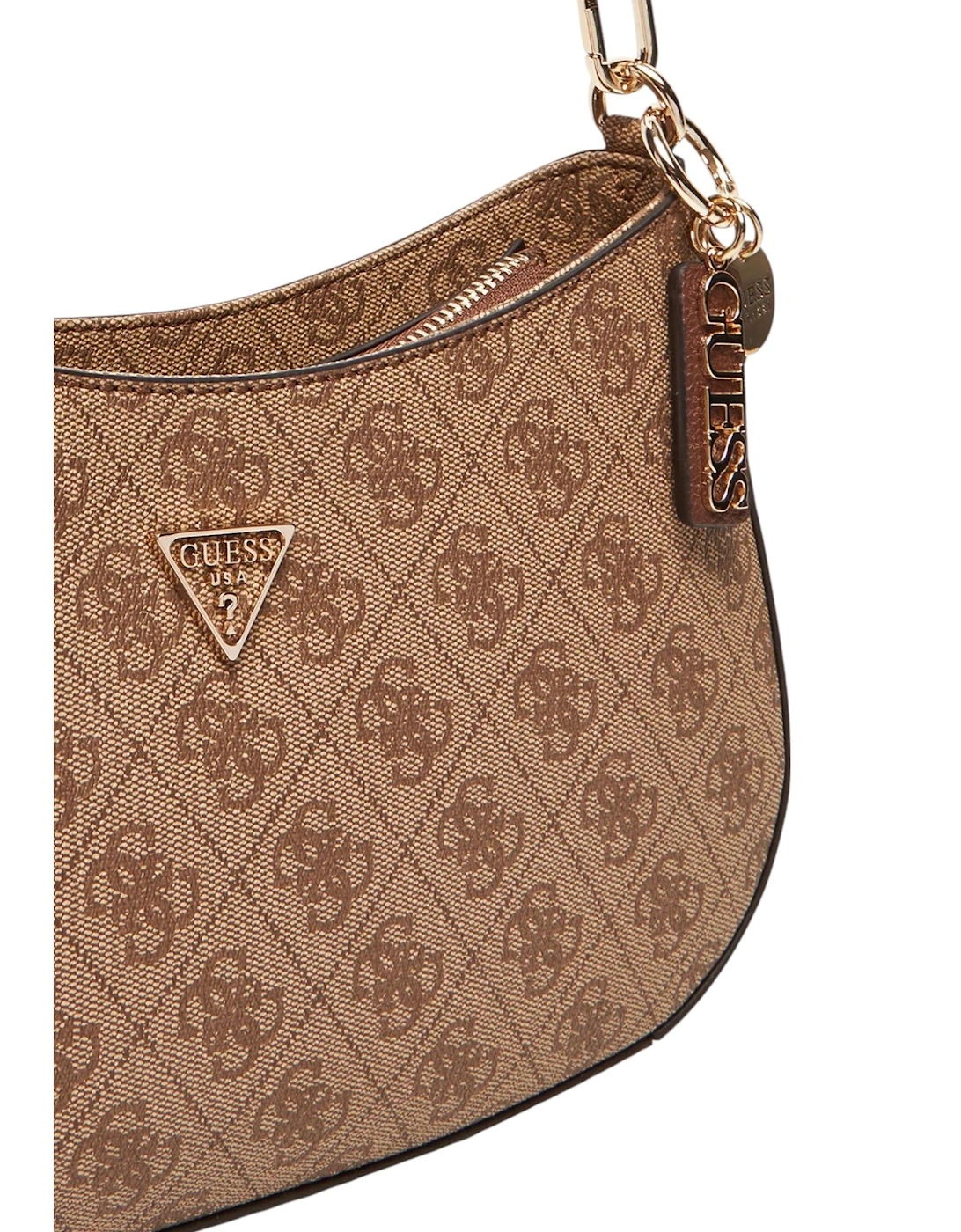 Beige Plain Zip Fastening Bag with Pockets Women