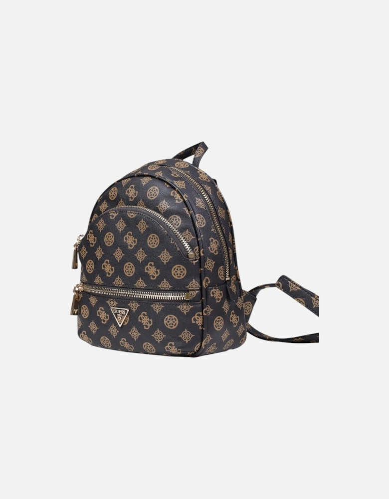 Print Rucksack with Zip and Multiple Pockets Women - Brown Bags