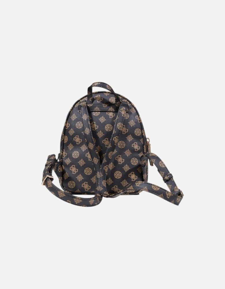 Print Rucksack with Zip and Multiple Pockets Women - Brown Bags
