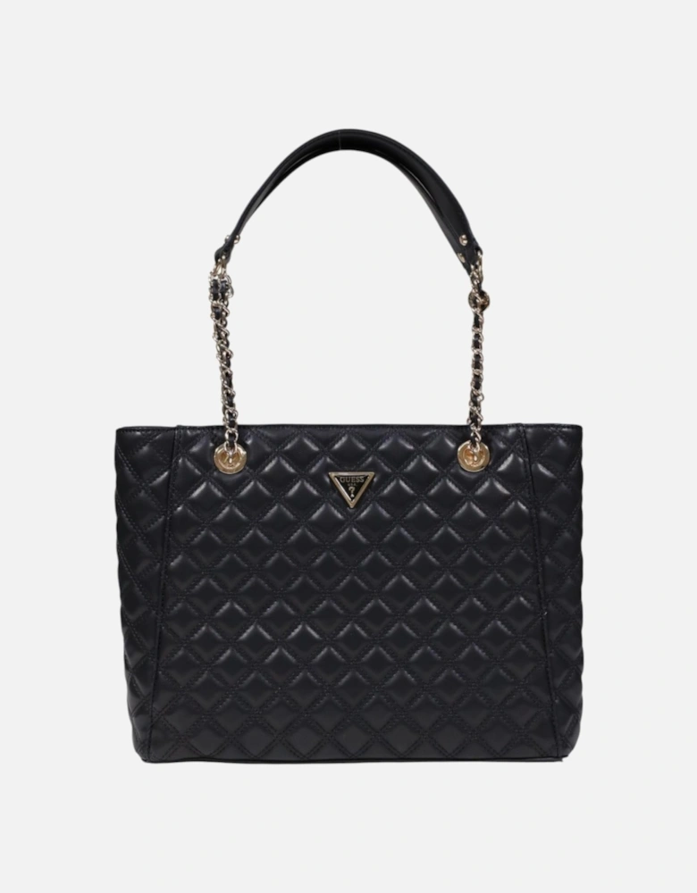 Stylish Zip-Closure Polyurethane Bag with Inside Pockets Women - Black