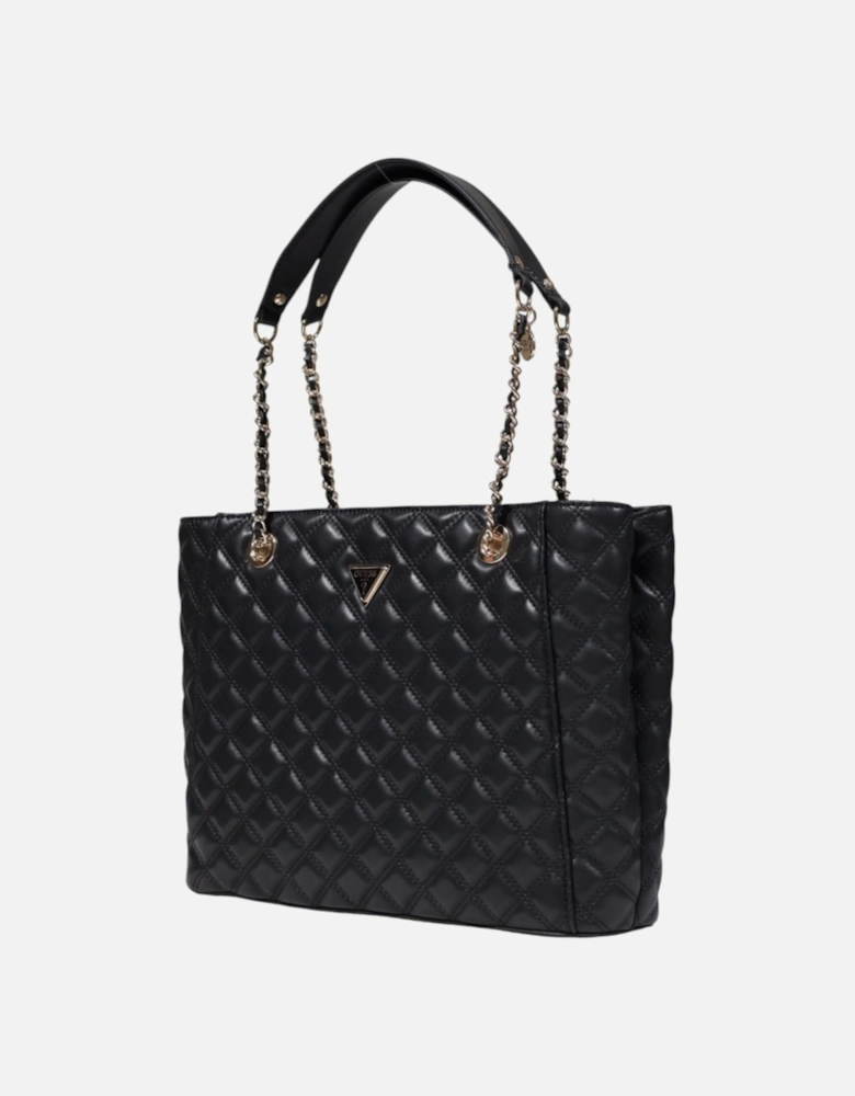 Stylish Zip-Closure Polyurethane Bag with Inside Pockets Women - Black