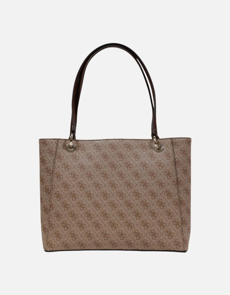 Printed Handbag with Zip and Inside Pockets Women - Brown Bags