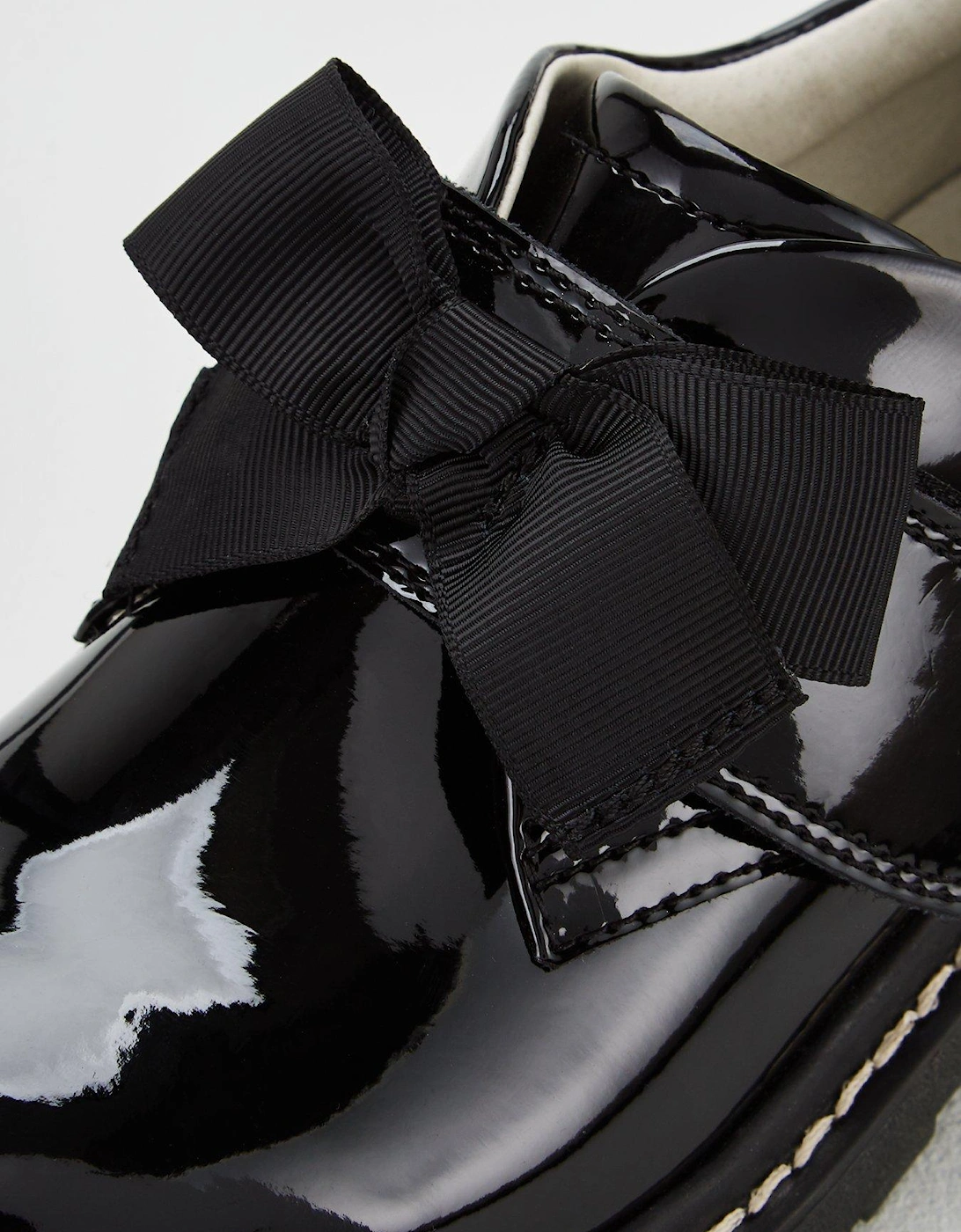 Miss LK Irene Bow School Shoes - Black Patent