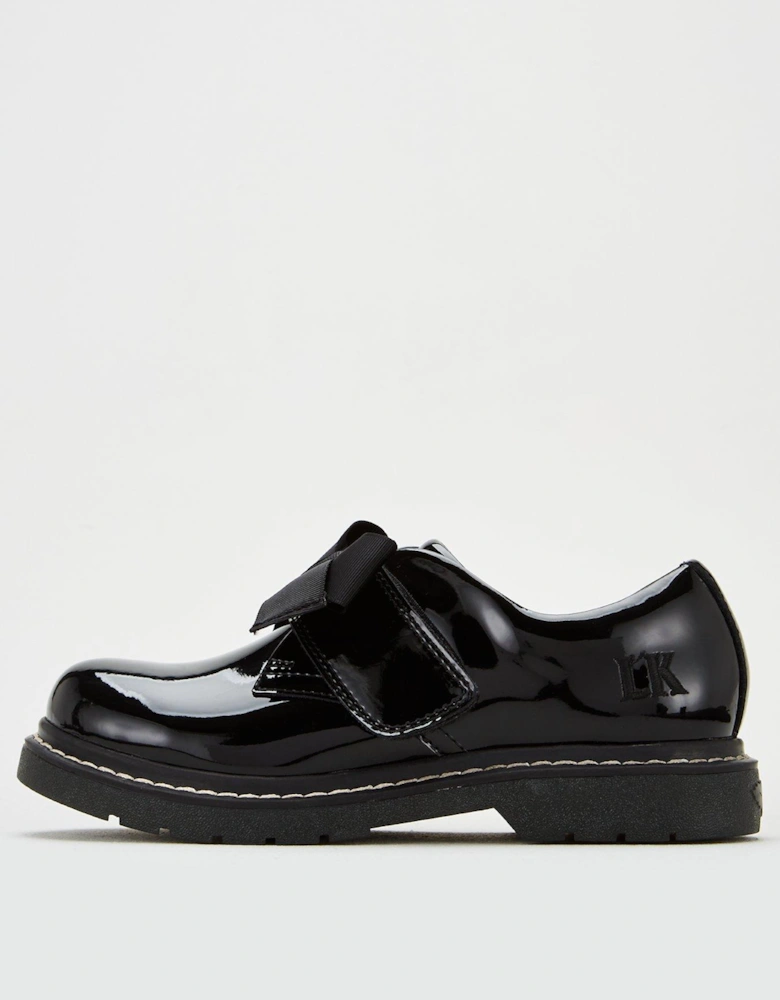Miss LK Irene Bow School Shoes - Black Patent