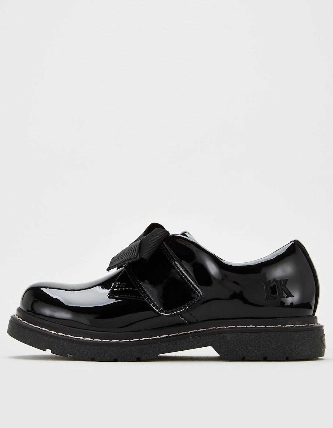 Miss LK Irene Bow School Shoes - Black Patent