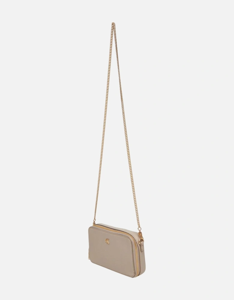 Zip Fastening Shoulder Bag with Inside Pockets Women - Beige