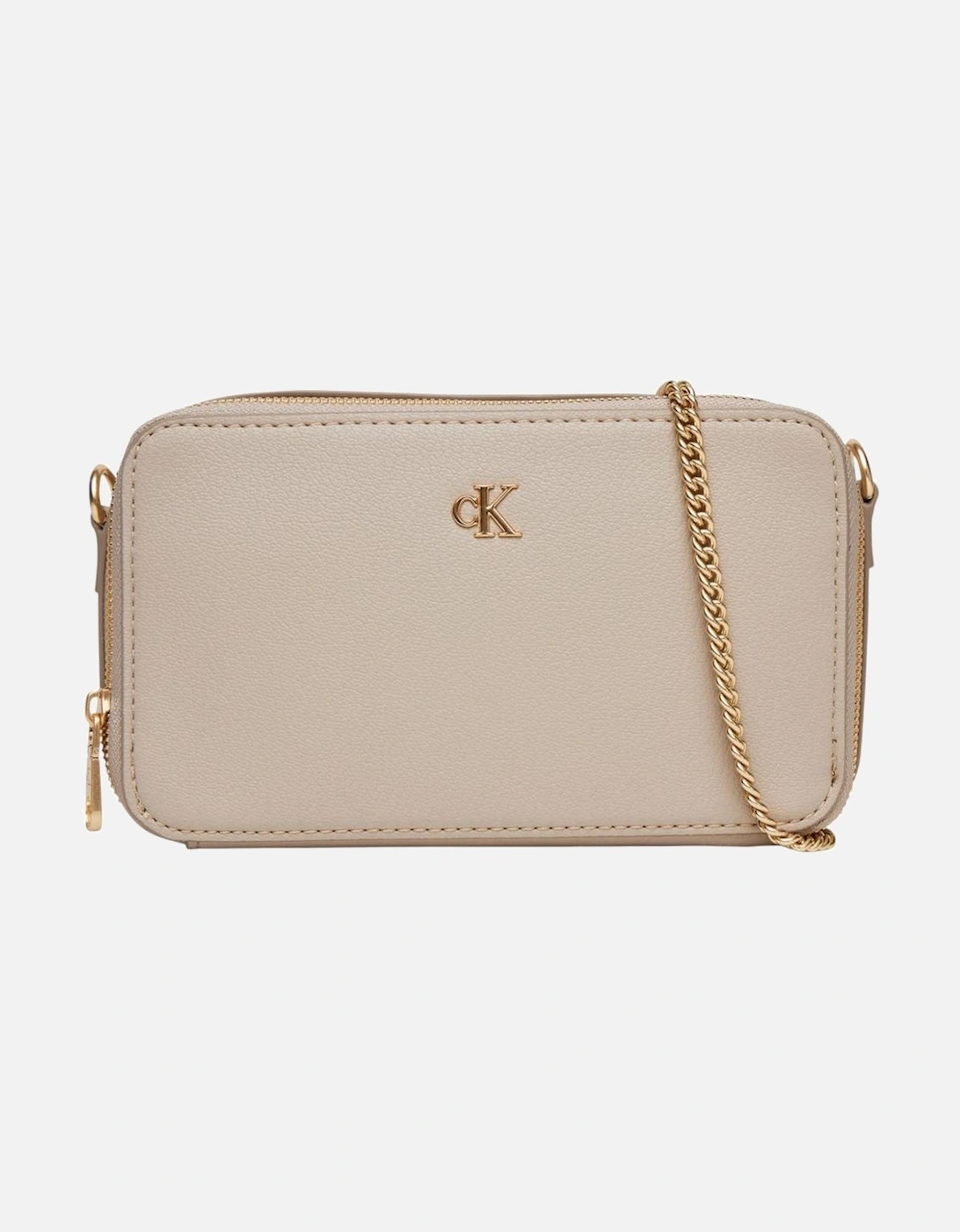 Calvin Klein Women's Cream Zip Fastening Shoulder Bag With Inside Pockets - Beige - Size: One Size