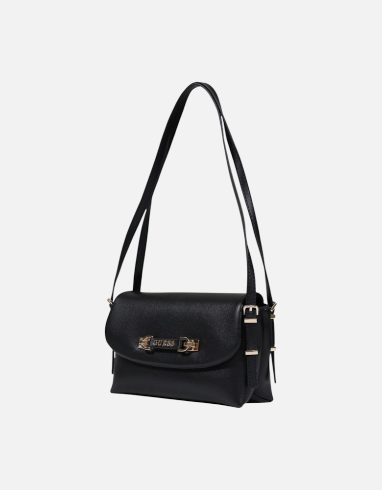 Magnet Fastening Polyurethane Bag with Inside Pockets Women - Black