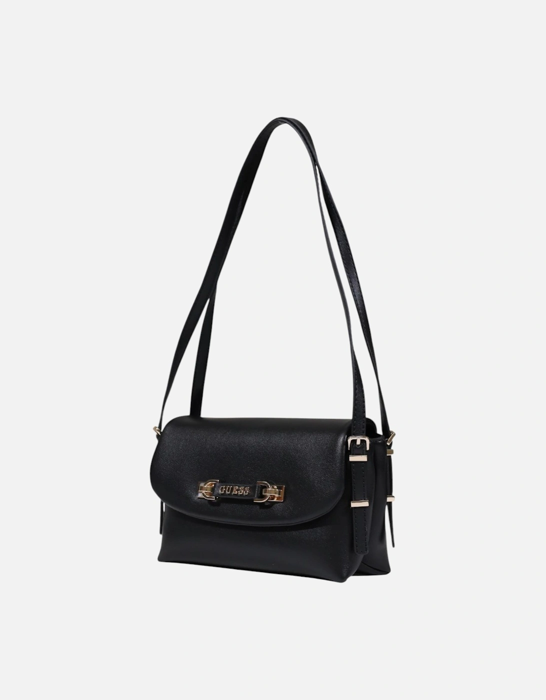 Magnet Fastening Polyurethane Bag with Inside Pockets Women - Black