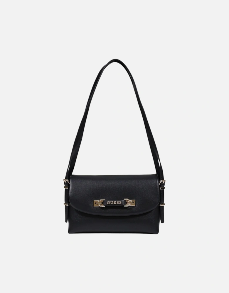 Magnet Fastening Polyurethane Bag with Inside Pockets Women - Black