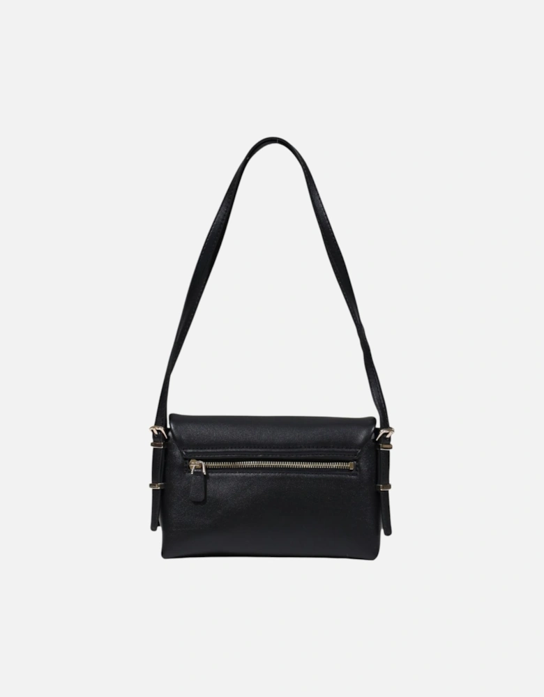 Magnet Fastening Polyurethane Bag with Inside Pockets Women - Black