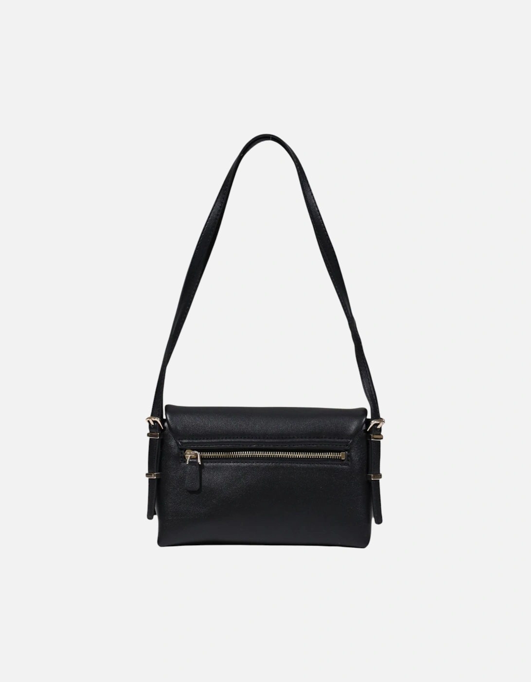 Magnet Fastening Polyurethane Bag with Inside Pockets Women - Black