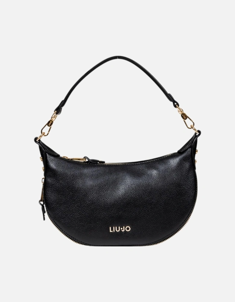 Zip Fastening Polyurethane Bag with Inside Pockets Women - Black