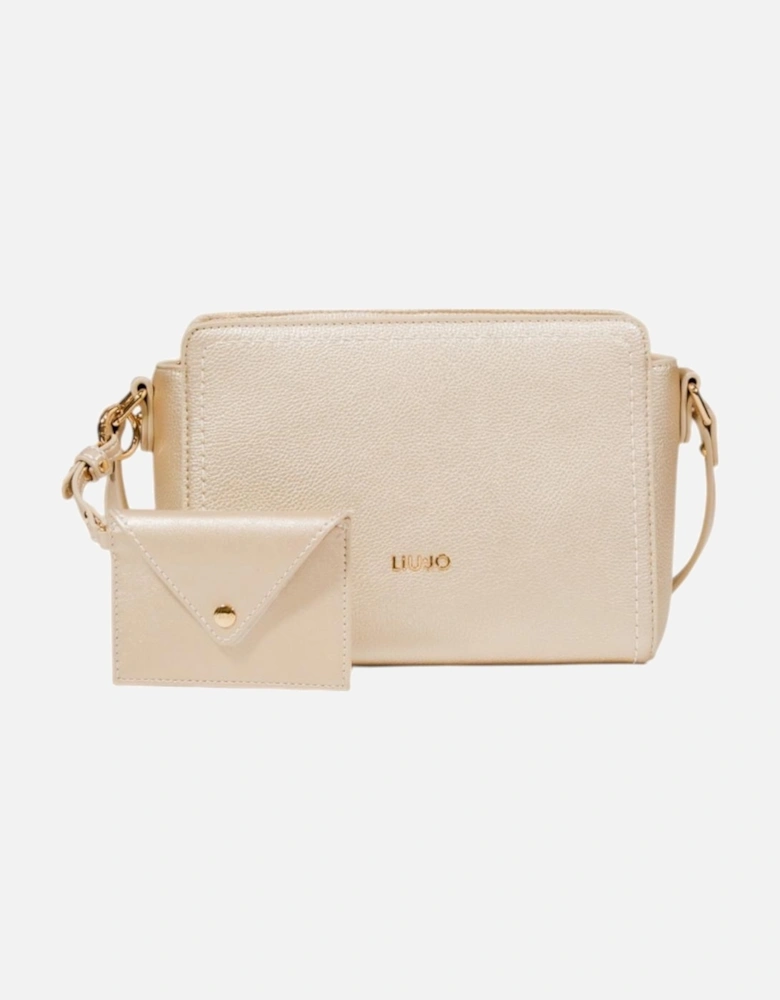 Zip Fastening Polyurethane Bag with Inside Pockets Women - Gold