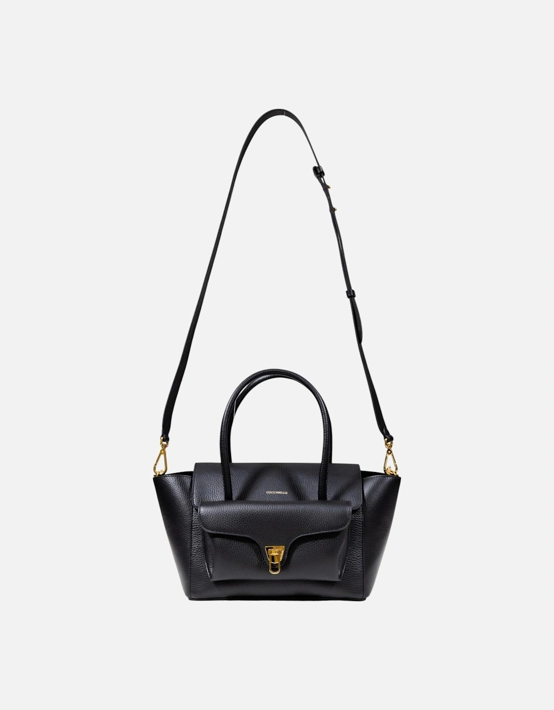 Leather Shoulder Bag with Magnet Fastening Women - Black, 4 of 3