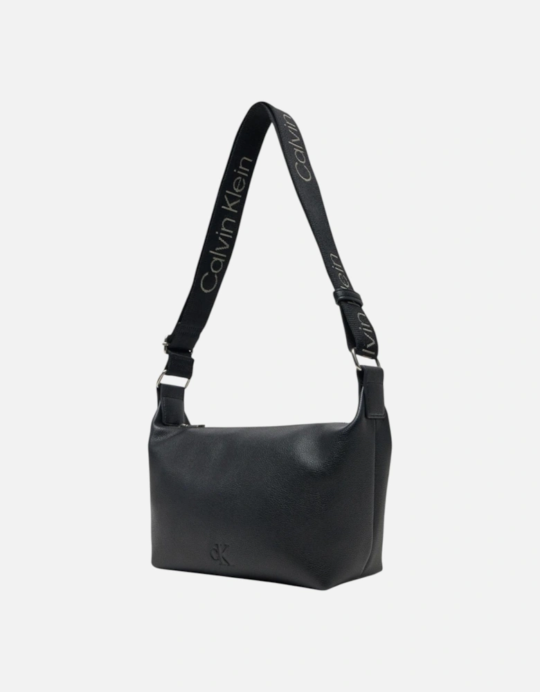 Zip Fastening Polyurethane Bag with Inside Pockets Women - Black