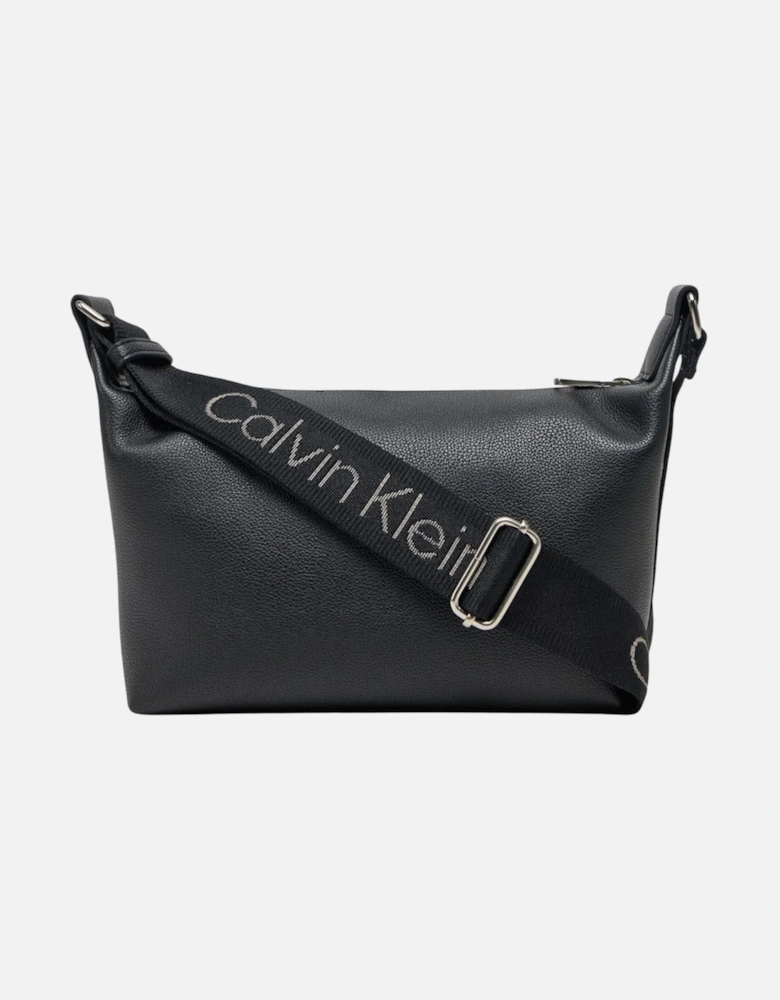 Zip Fastening Polyurethane Bag with Inside Pockets Women - Black