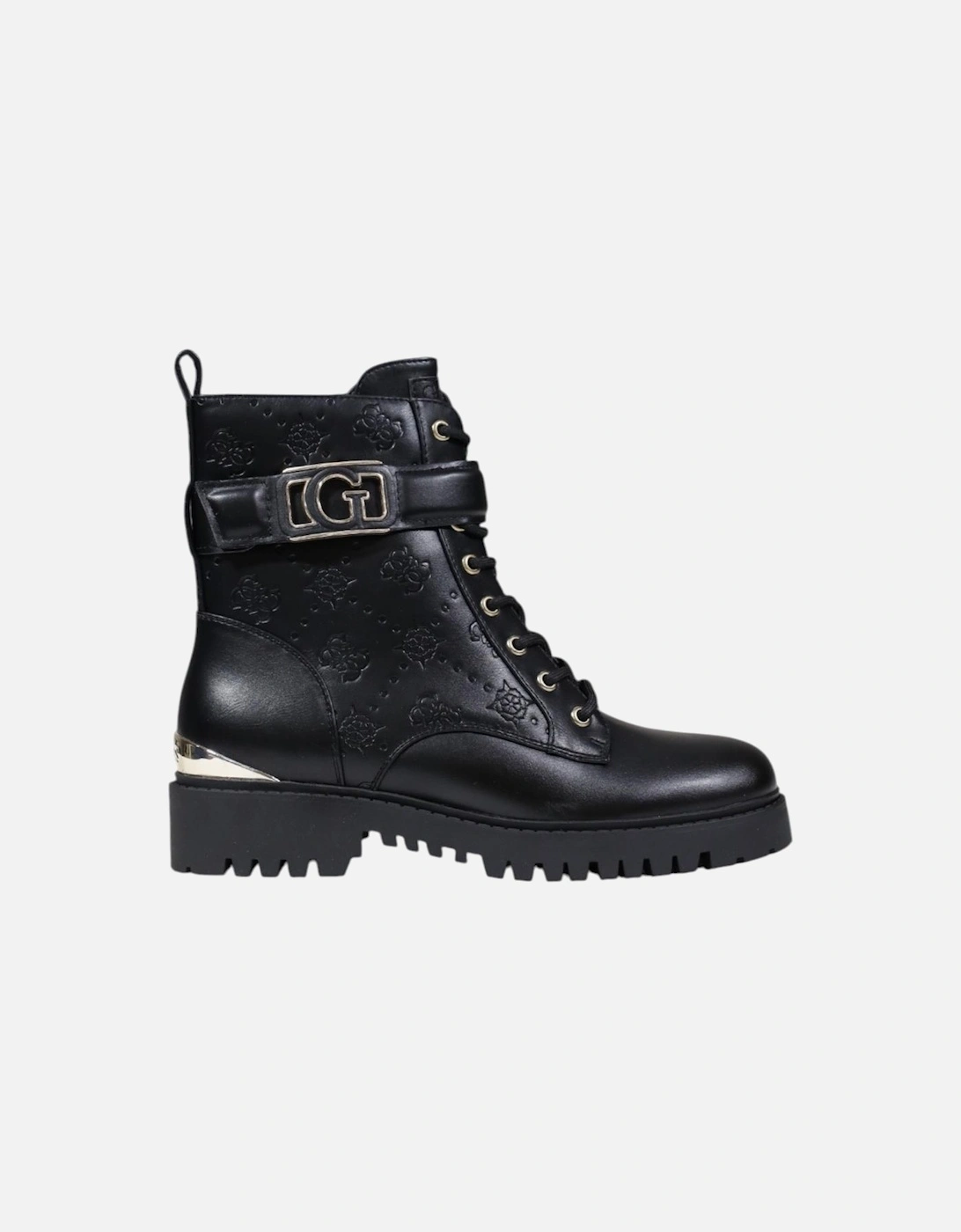 Lace-Up Round Toe Polyurethane Boots Women - Black, 4 of 3